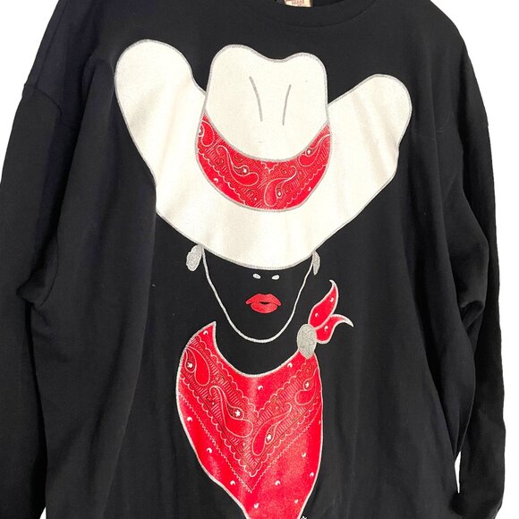 Vintage Deadstock 80s Moon Dance T Shirt One Size Black Western Cowgirl Sparkly - Picture 2 of 6